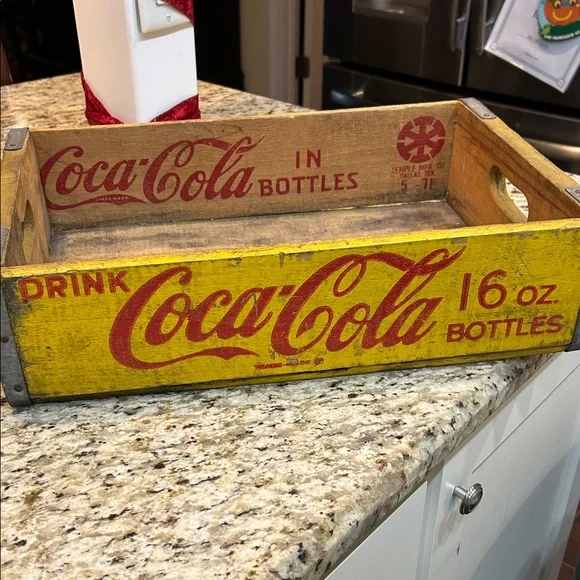 Vintage Coca-Cola Yellow and Red Wooden Crate Decor